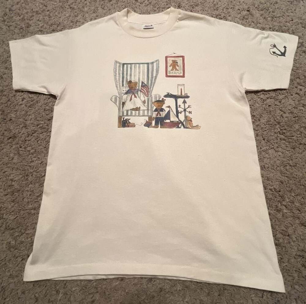 Vintage Anvil Teddy Bears Nautical Theme Graphic T-Shirt